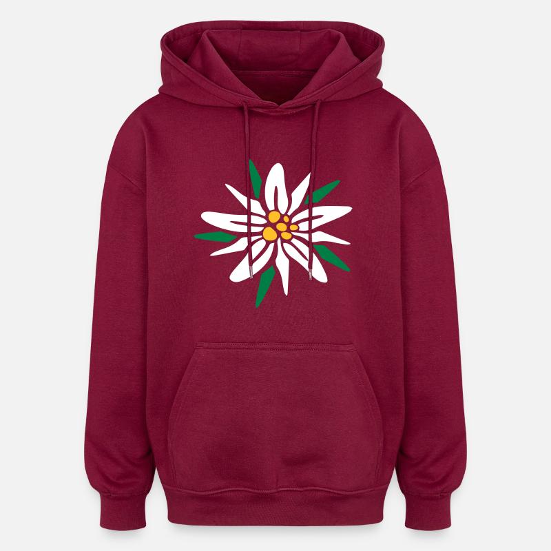 Edelweiss - Sweat à capuche oversize unisexe - bordeaux