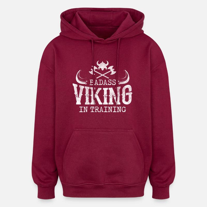 Badass Wikinger Viking im Training - Oversized Unisex Hoodie - Burgunderrot