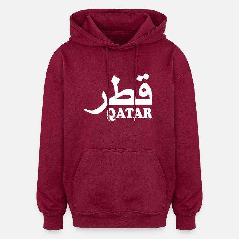 Qatar - Sweat à capuche oversize unisexe - bordeaux