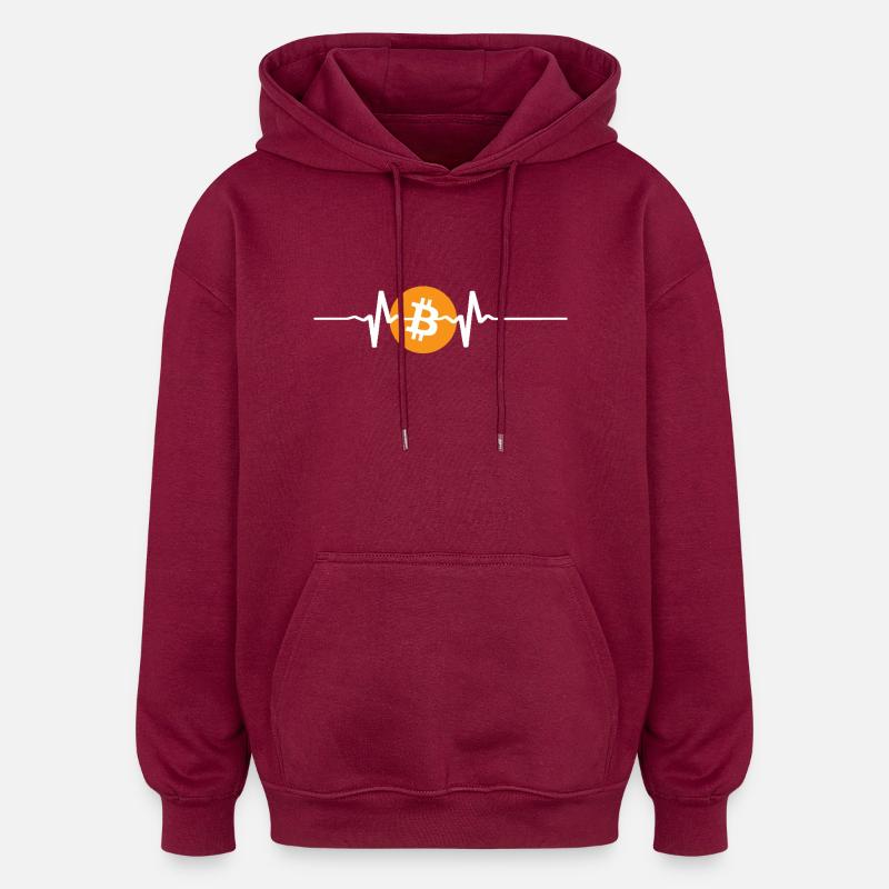 Bitcoin Heartbeat - Sweat à capuche oversize unisexe - bordeaux