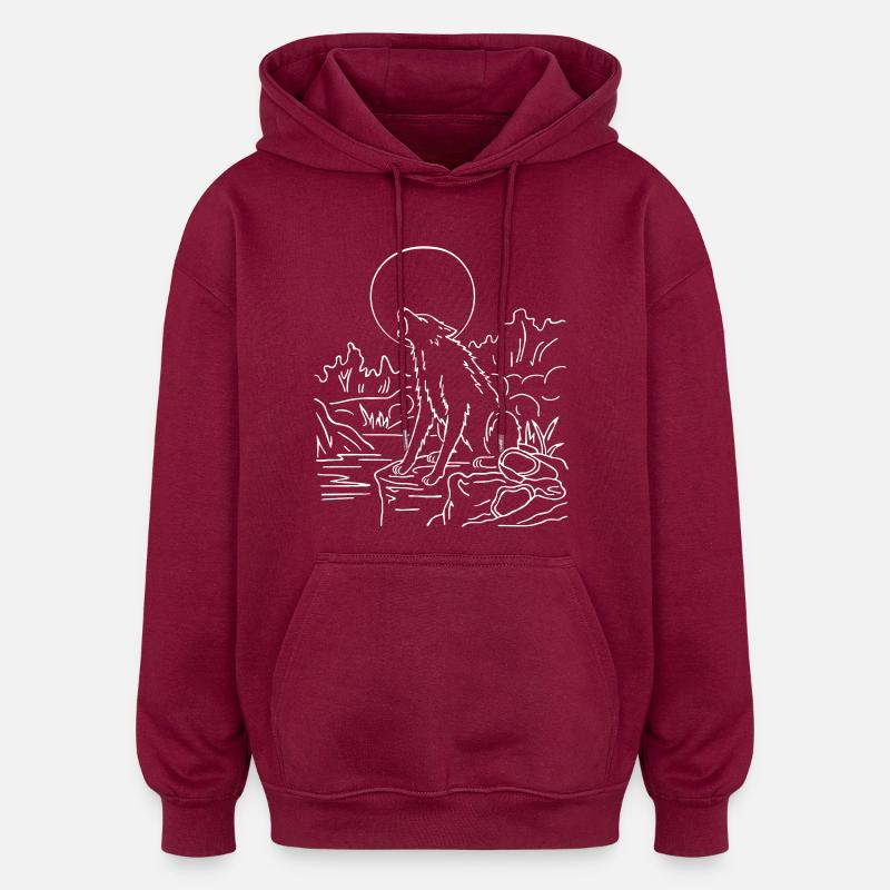 loup - Sweat à capuche oversize unisexe - bordeaux