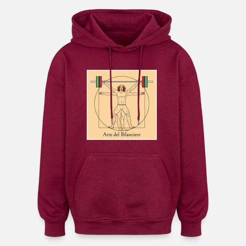 Homme de Vitruve déchirant - Sweat à capuche oversize unisexe - bordeaux