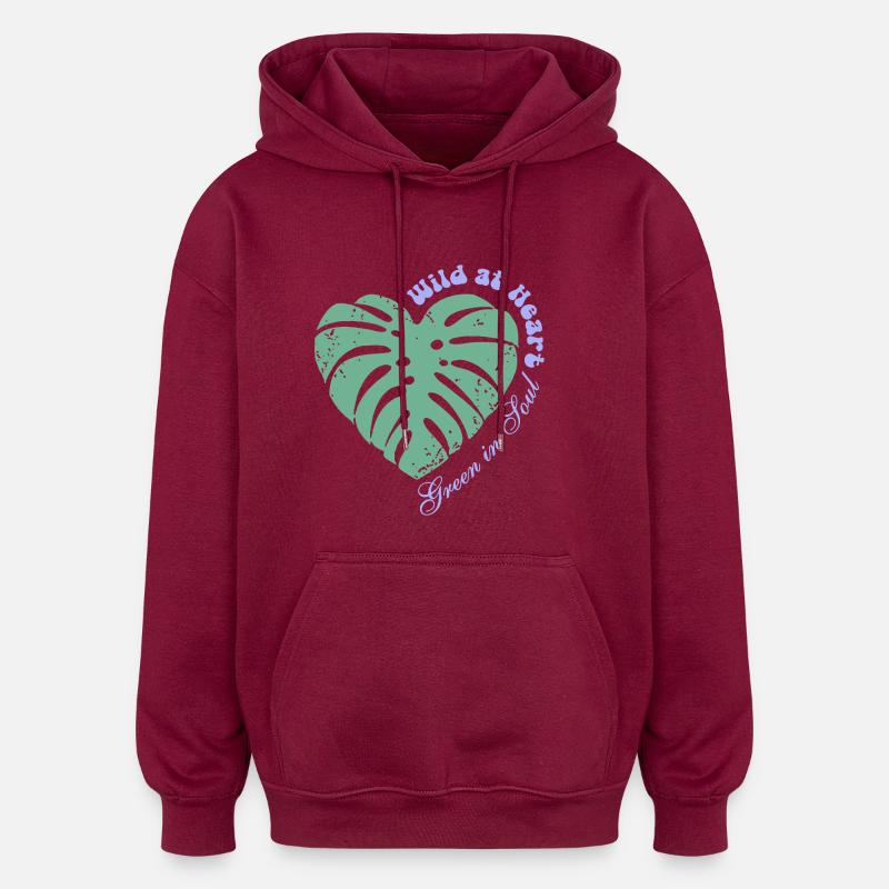 Sauvage dans l’âme – Vert dans l’âme - Sweat à capuche oversize unisexe - bordeaux