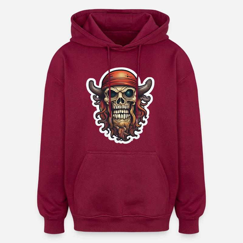Crâne Pirate à Chimère Héroïque - Sweat à capuche oversize unisexe - bordeaux