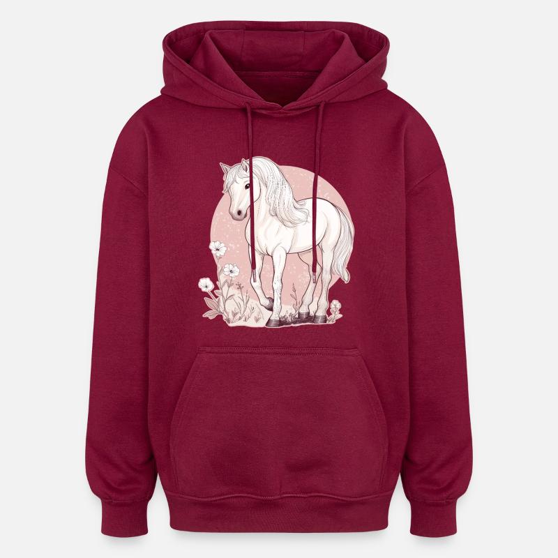 Cheval - Sweat à capuche oversize unisexe - bordeaux