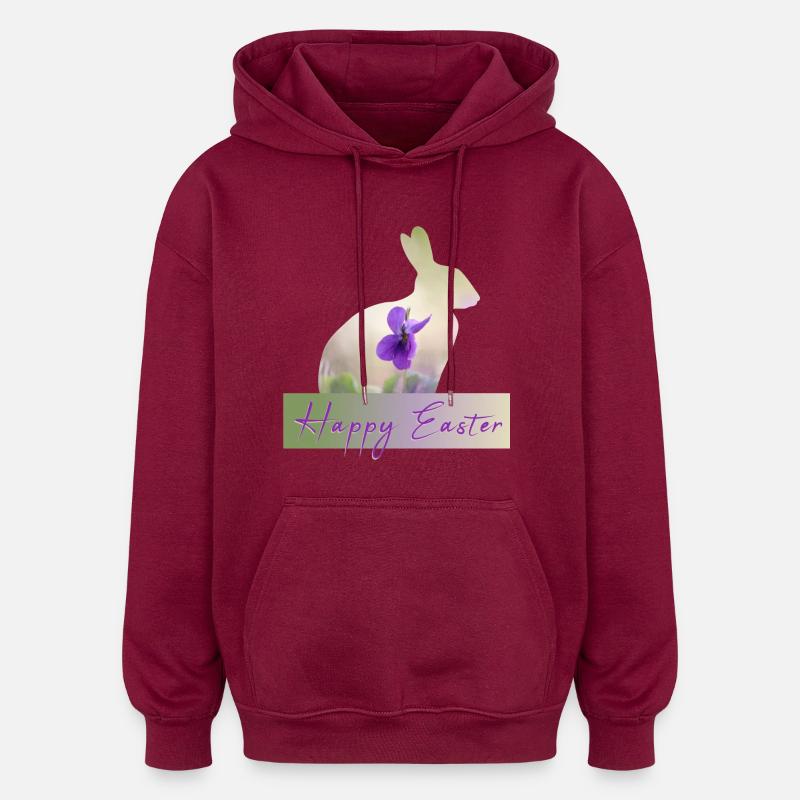 Joyeuses Pâques - Sweat à capuche oversize unisexe - bordeaux