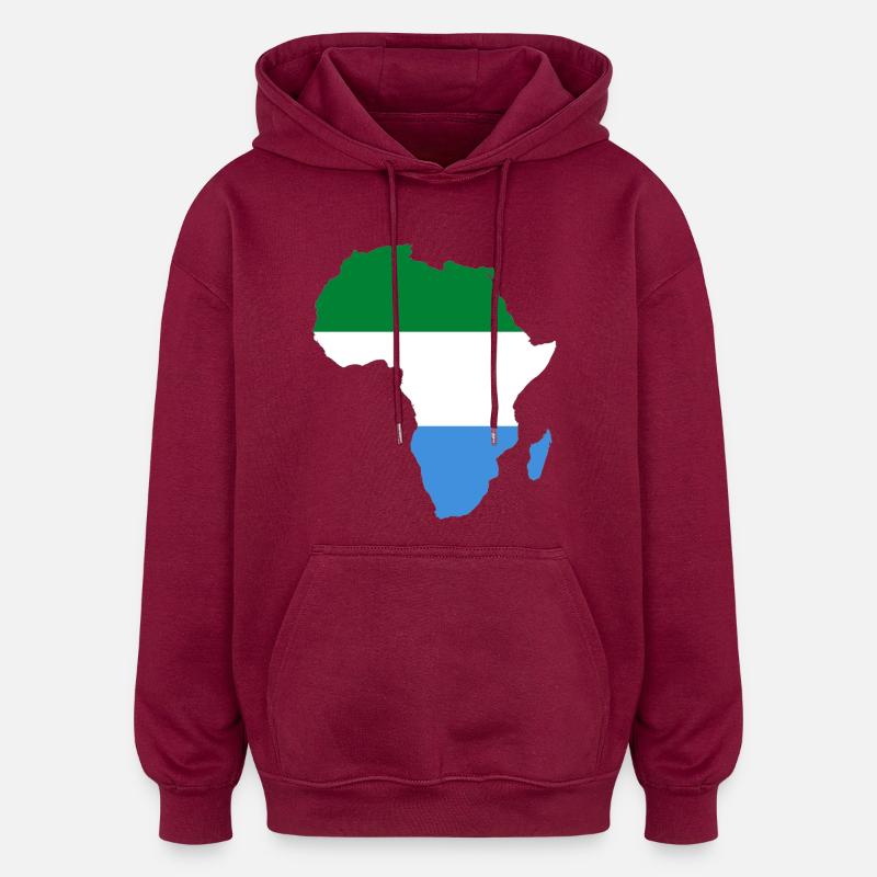 Sierra_Leone_Flagge_Afrika - Sweat à capuche oversize unisexe - bordeaux