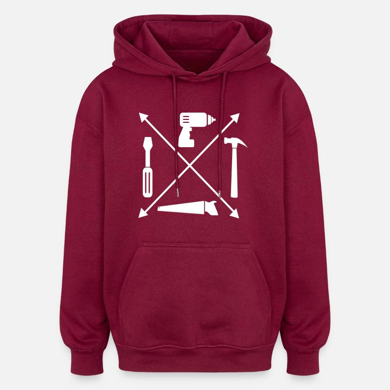 Handwerker - Oversized Unisex Hoodie - Burgunderrot