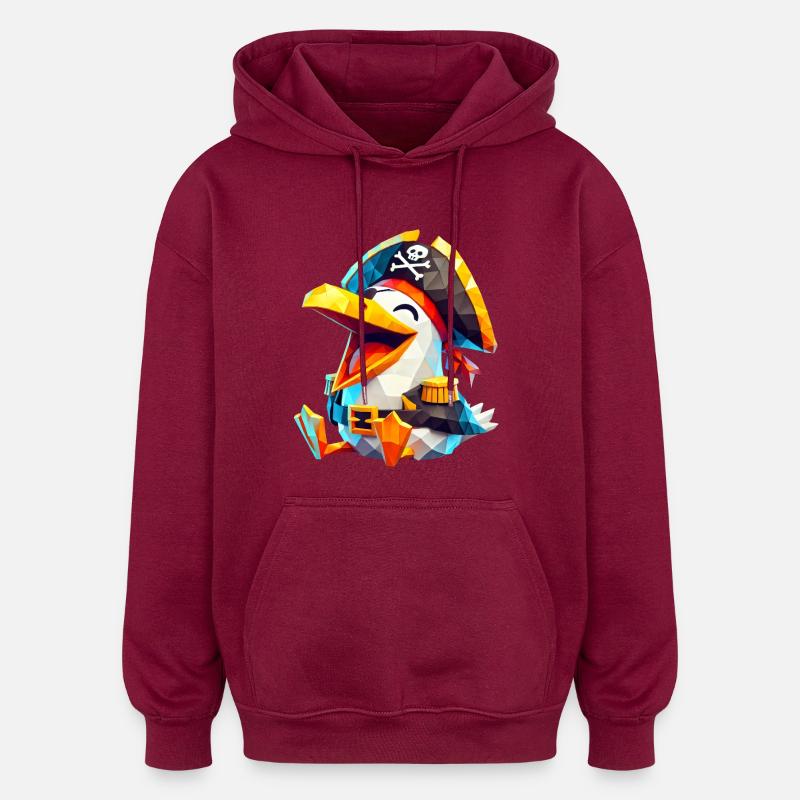 mouette pirate - Sweat à capuche oversize unisexe - bordeaux