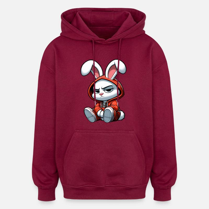 lapin hiphop capuche - Sweat à capuche oversize unisexe - bordeaux