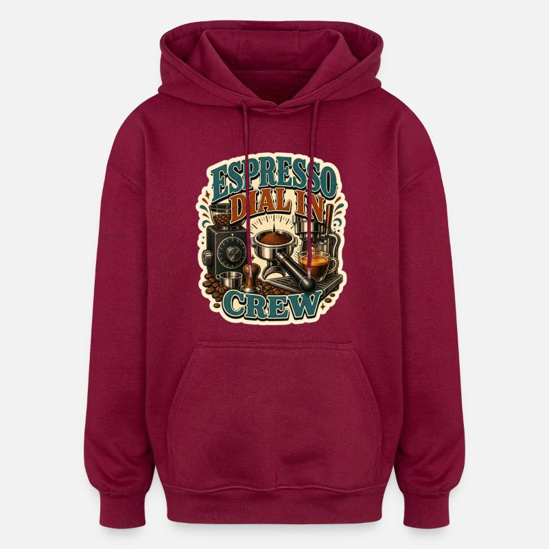ÉQUIPE DE COMPOSITION À L’ESPRESSO - Sweat à capuche oversize unisexe - bordeaux