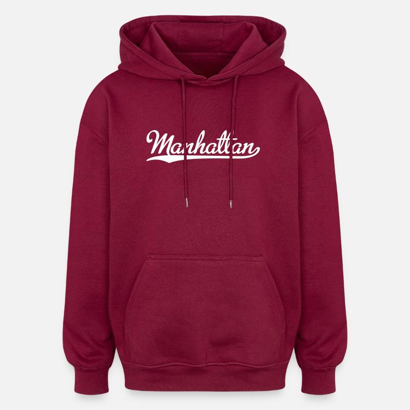 Manhattan - Sweat à capuche oversize unisexe - bordeaux