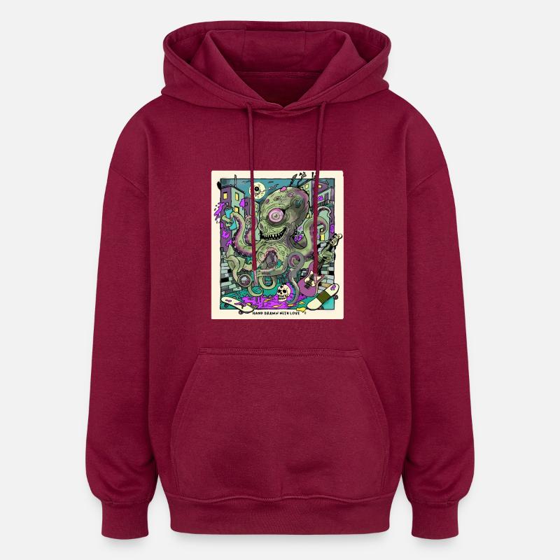 Polipus de 14 ans - Sweat à capuche oversize unisexe - bordeaux