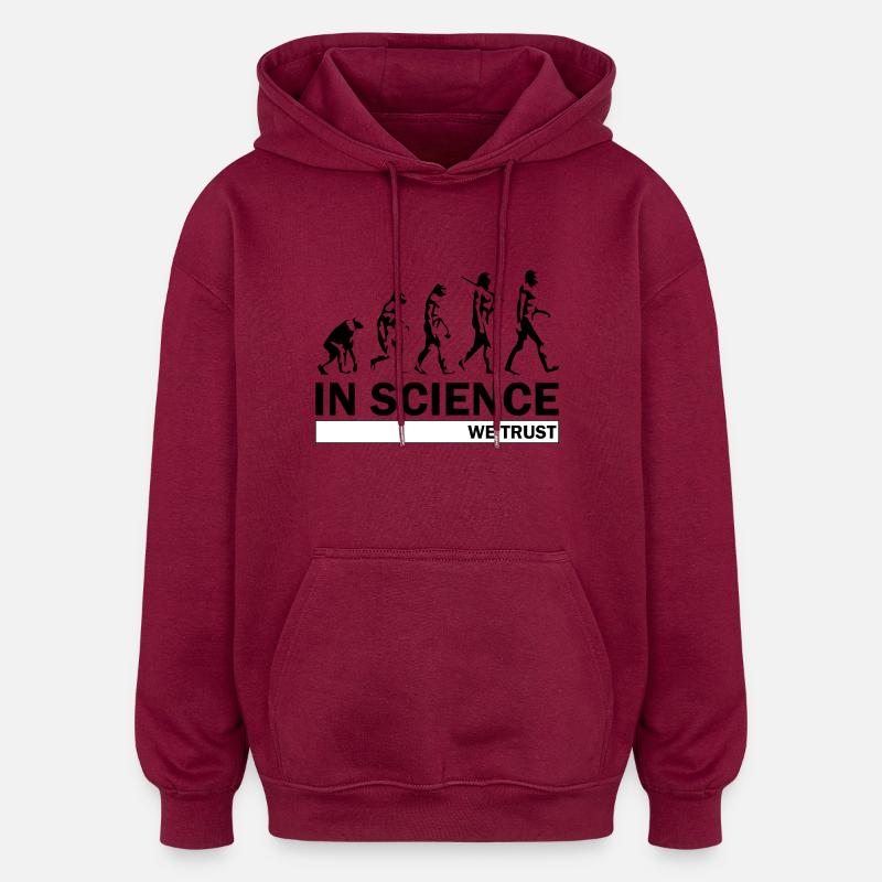 Evolution de la science - Sweat à capuche oversize unisexe - bordeaux