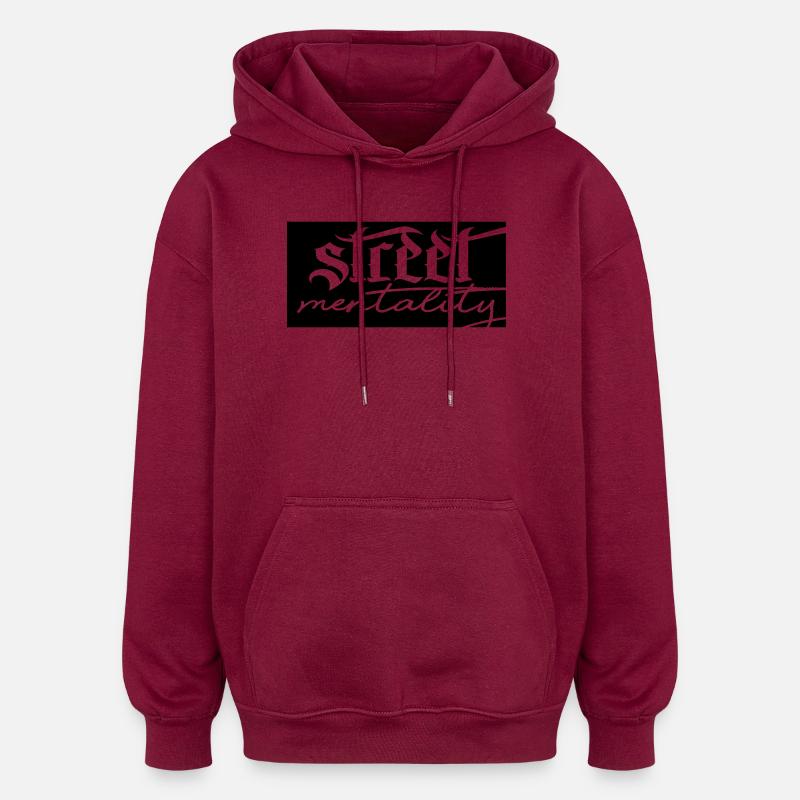 street mentality - Sweat à capuche oversize unisexe - bordeaux