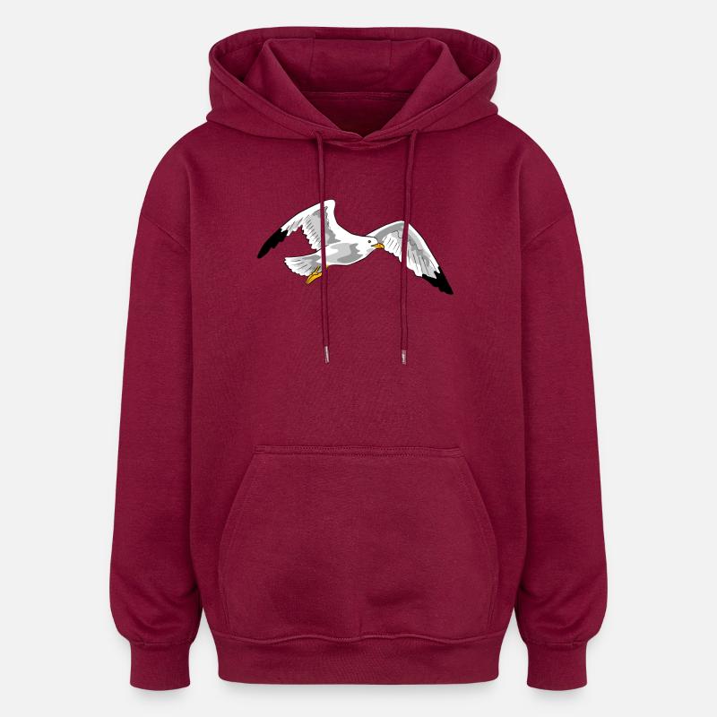 mouette - Sweat à capuche oversize unisexe - bordeaux