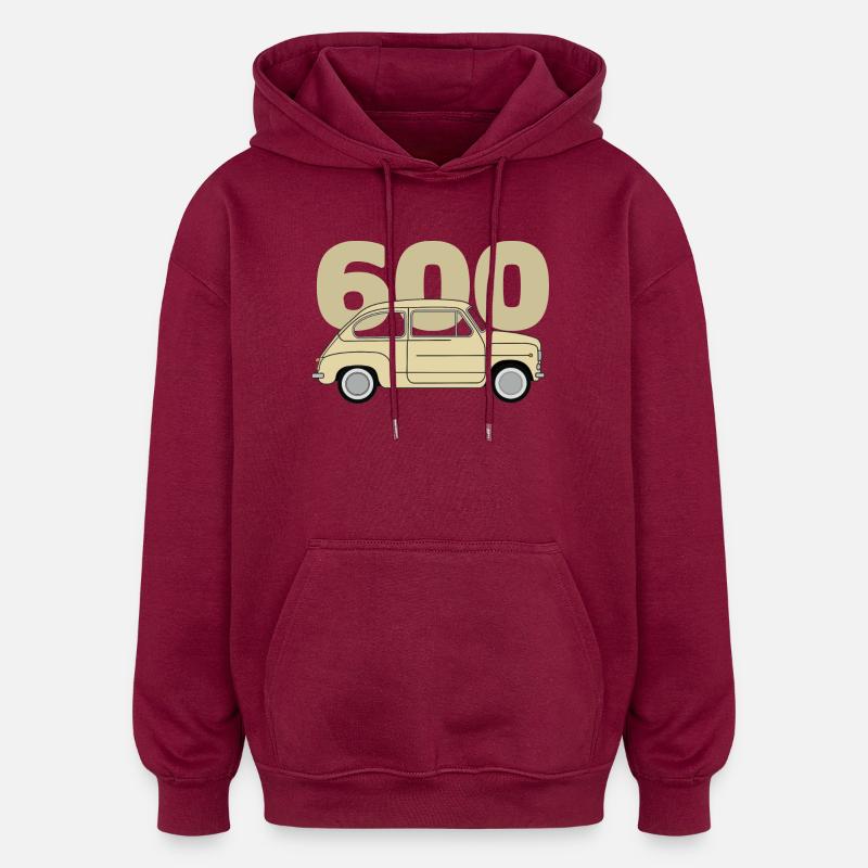600 beige - Sweat à capuche oversize unisexe - bordeaux