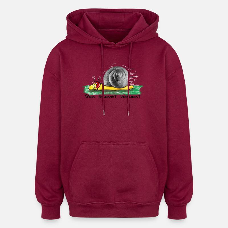 Qui ralentit perd - Sweat à capuche oversize unisexe - bordeaux