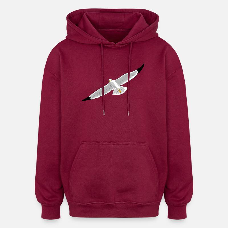 fliegende moewe vogel strand - Oversized Unisex Hoodie - Burgunderrot