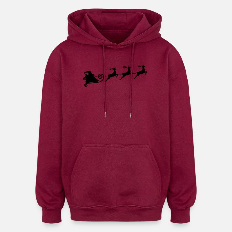 Rentierschlittenfahrt - Oversized Unisex Hoodie - Burgunderrot