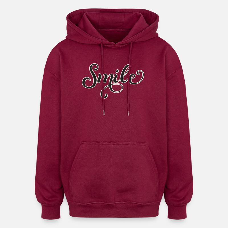 Lächelnder Script-Schriftzug Smile - Oversized Unisex Hoodie - Burgunderrot