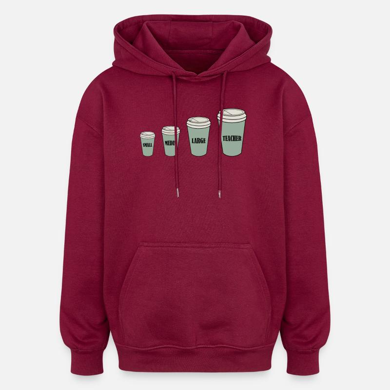 Café du professeur - Sweat à capuche oversize unisexe - bordeaux
