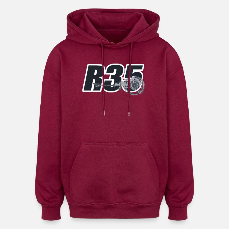 R35 - Sweat à capuche oversize unisexe - bordeaux