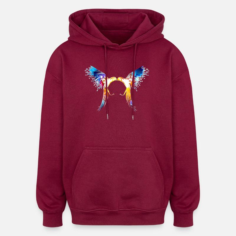 Parrot - Oversized Unisex Hoodie - burgundy
