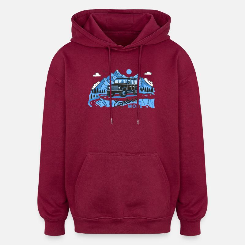 Defender esplora di più - Felpa con cappuccio unisex oversize - rosso borgogna