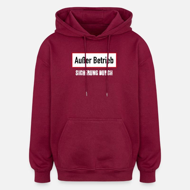 Sicherung durch - Oversized Unisex Hoodie - Burgunderrot