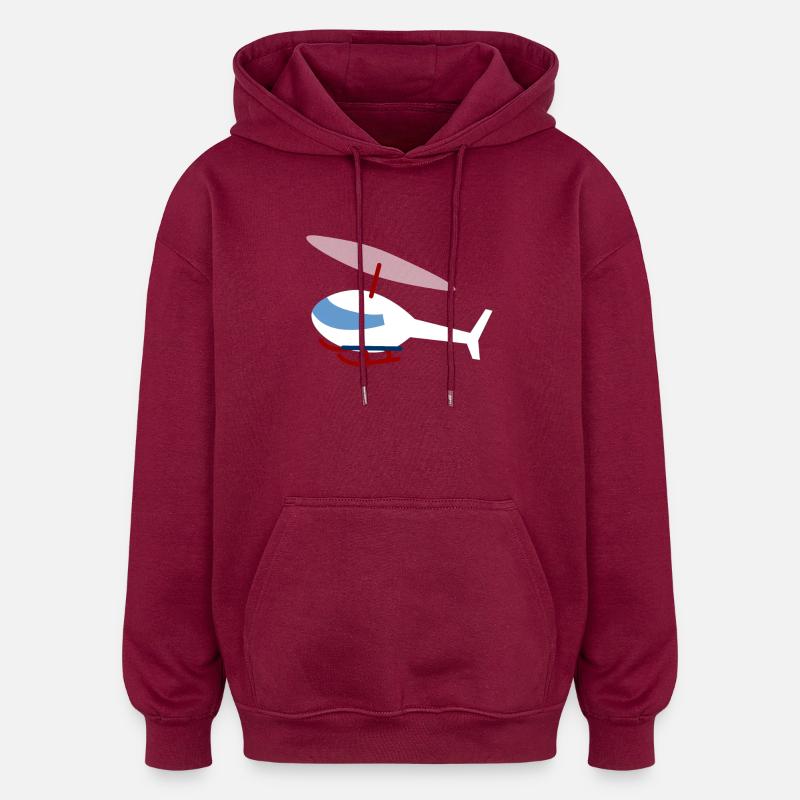 Hélicoptère blanc - Sweat à capuche oversize unisexe - bordeaux