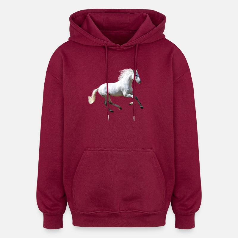 Pferd - Oversized Unisex Hoodie - Burgunderrot