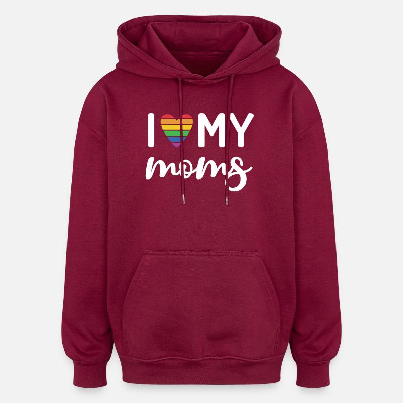 J’aime mes mamans - Sweat à capuche oversize unisexe - bordeaux