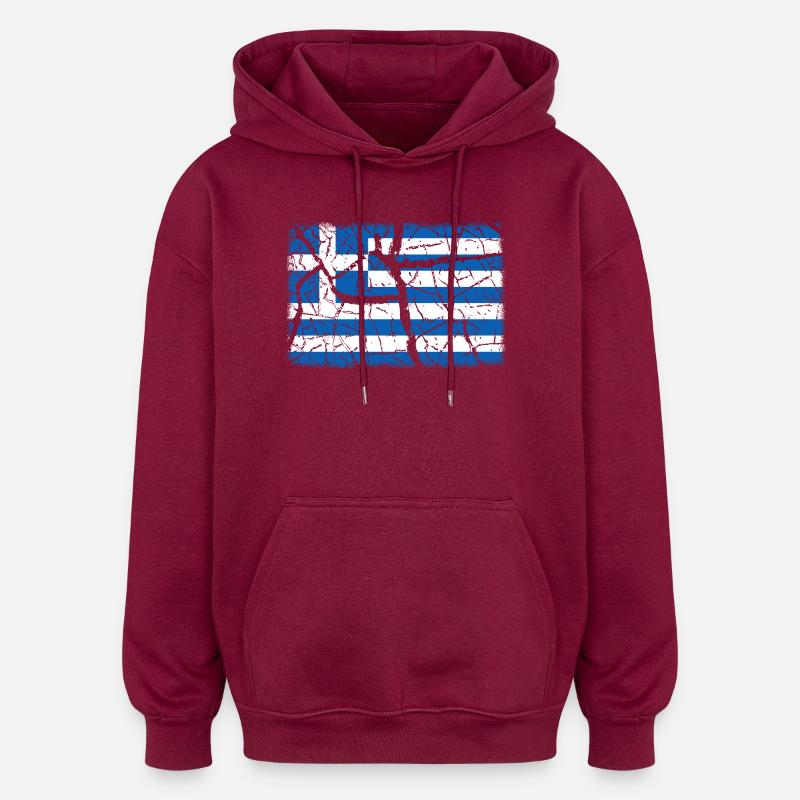 Grèce - Sweat à capuche oversize unisexe - bordeaux