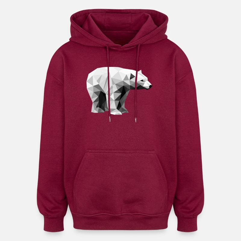 Geometrischer Eisbär | Low-Poly-Arktis-Tier - Oversized Unisex Hoodie - Burgunderrot