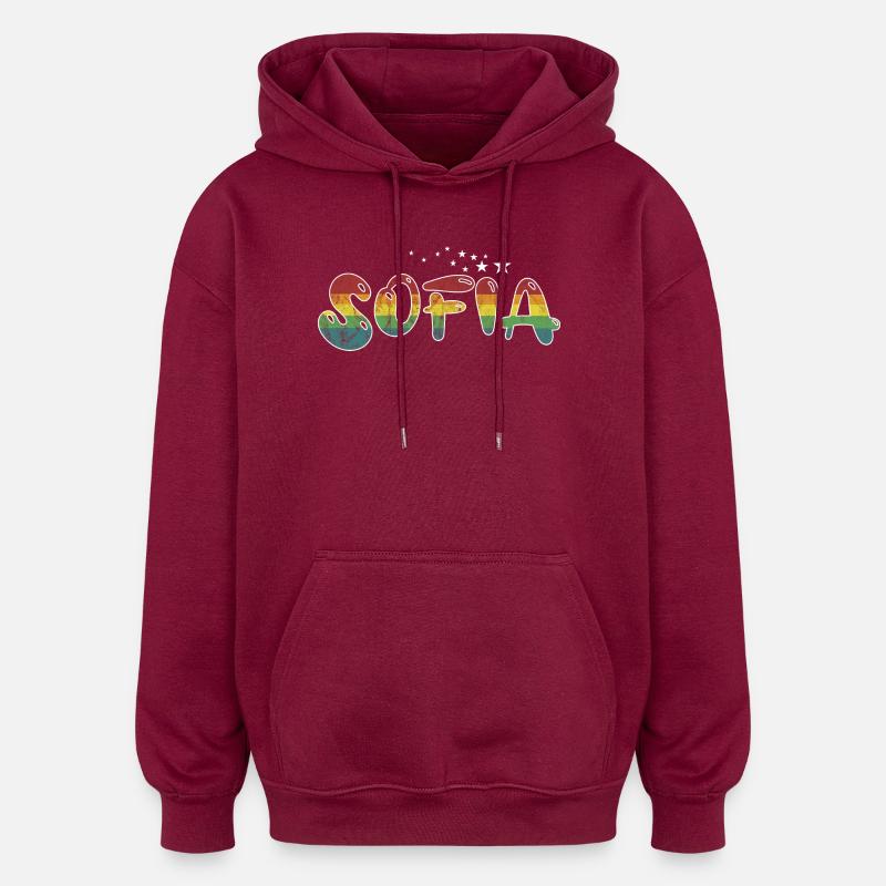 Nome Sofia Maiden name Gift - Felpa con cappuccio unisex oversize - rosso borgogna