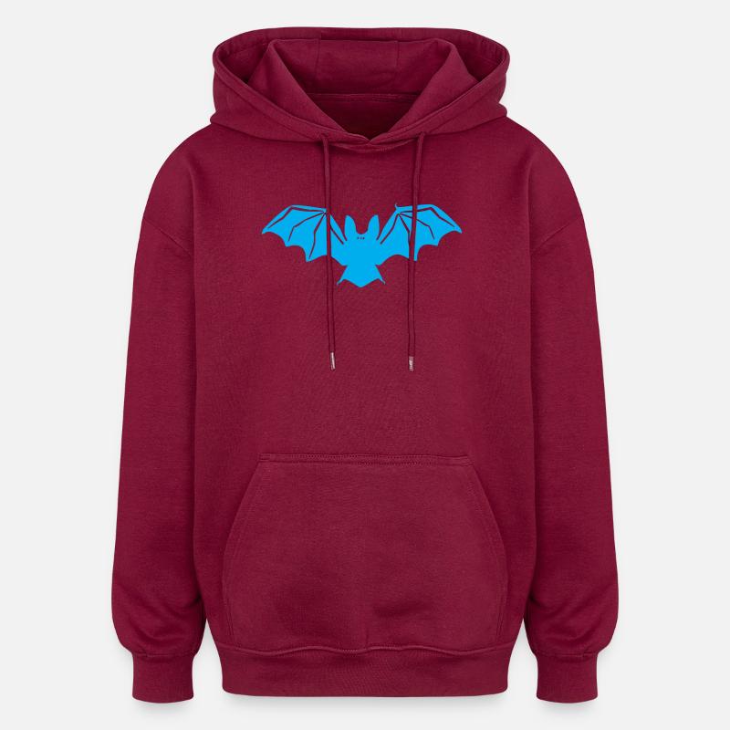 Silhouette de chauve-souris bleue - Sweat à capuche oversize unisexe - bordeaux