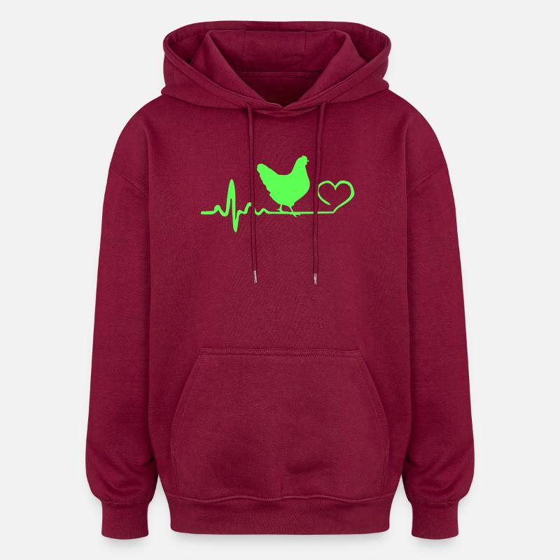 Poulet Poulet Amour Heartbeat - Sweat à capuche oversize unisexe - bordeaux