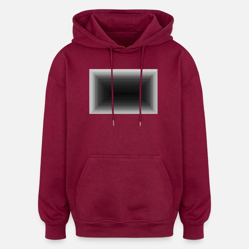 Schwarzer Grauton Tunnel Muster - Oversized Unisex Hoodie - Burgunderrot