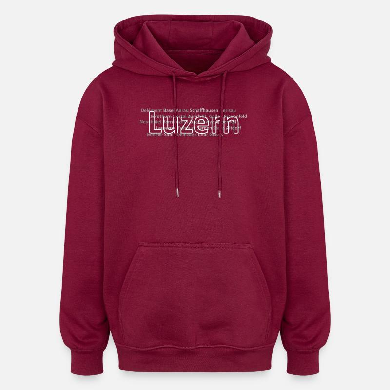 Schweizer Städte Luzern - Oversized Unisex Hoodie - Burgunderrot