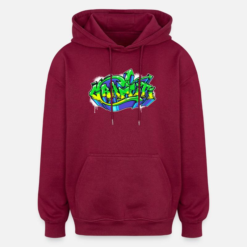 Kunst Strassenkunst Wildstyle Graffiti Zeichnen - Oversized Unisex Hoodie - Burgunderrot