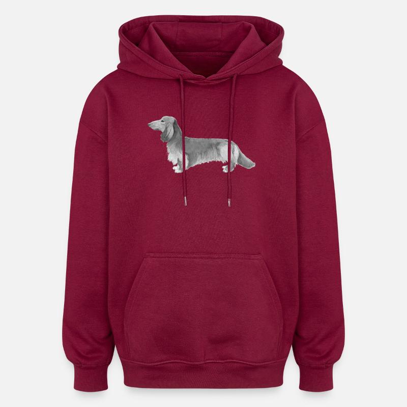 Teckel Teckel à poil long - Sweat à capuche oversize unisexe - bordeaux
