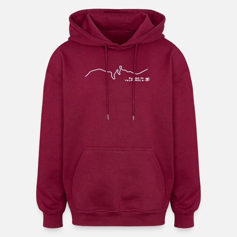 Passo di Valparola – Dolomites Pass - Oversized Unisex Hoodie - burgundy