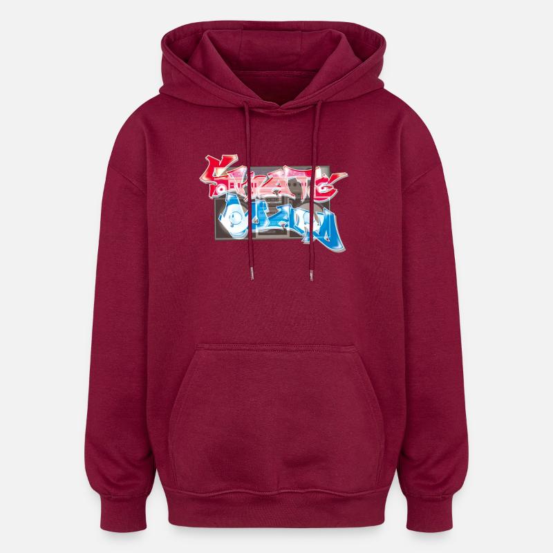 Arte di strada Boombox Graffiti - Felpa con cappuccio unisex oversize - rosso borgogna