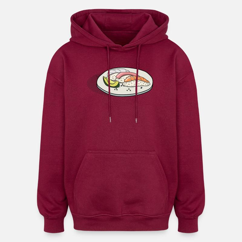 sushi - Sweat à capuche oversize unisexe - bordeaux