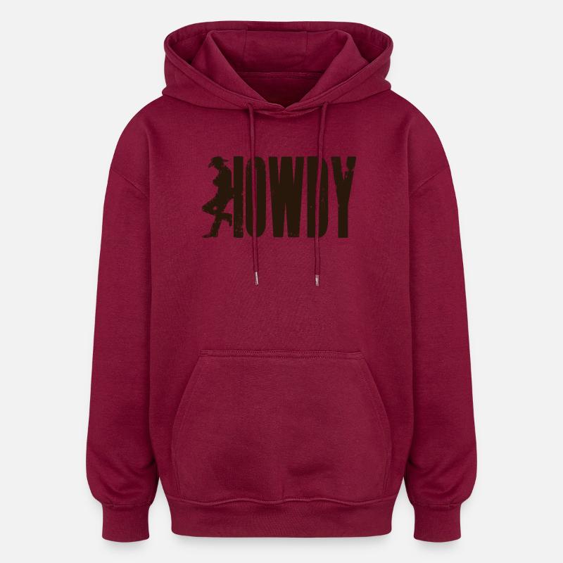 HOWDY Cowboy - Sweat à capuche oversize unisexe - bordeaux