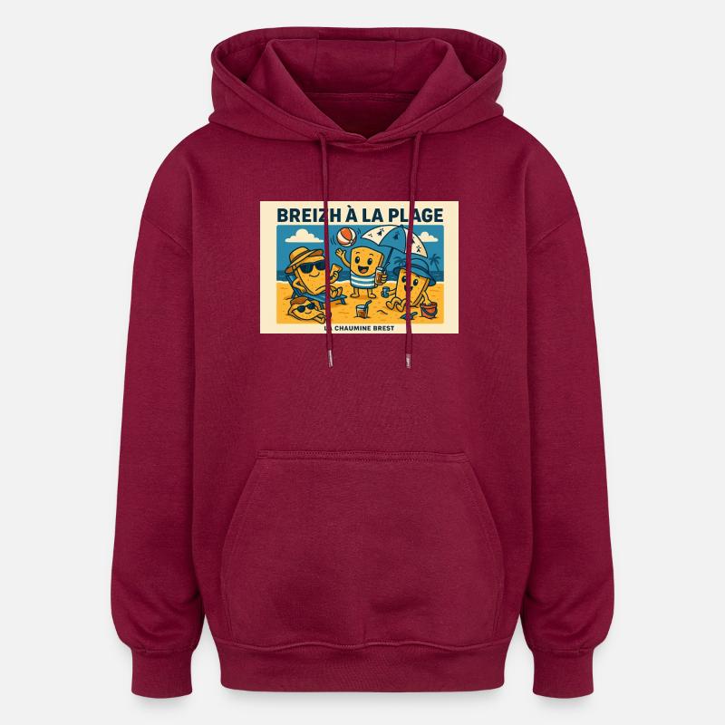Crêpes à la plage - Sweat à capuche oversize unisexe - bordeaux