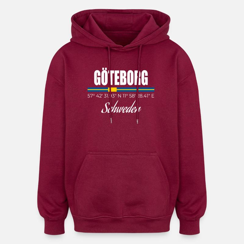 Göteborg - Sweat à capuche oversize unisexe - bordeaux