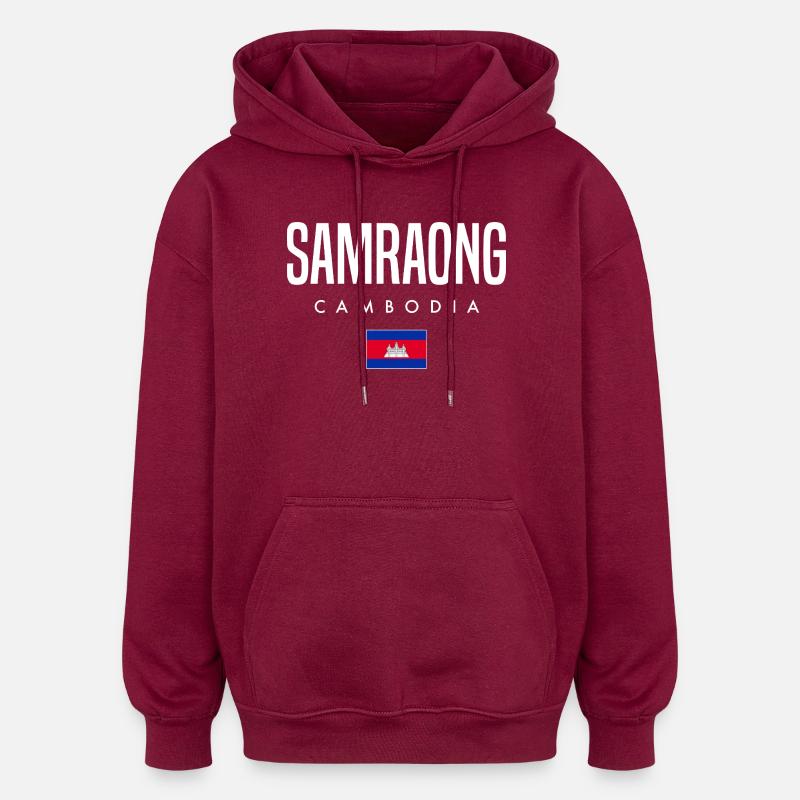 Samraong Kambodscha Khmer - Oversized Unisex Hoodie - Burgunderrot