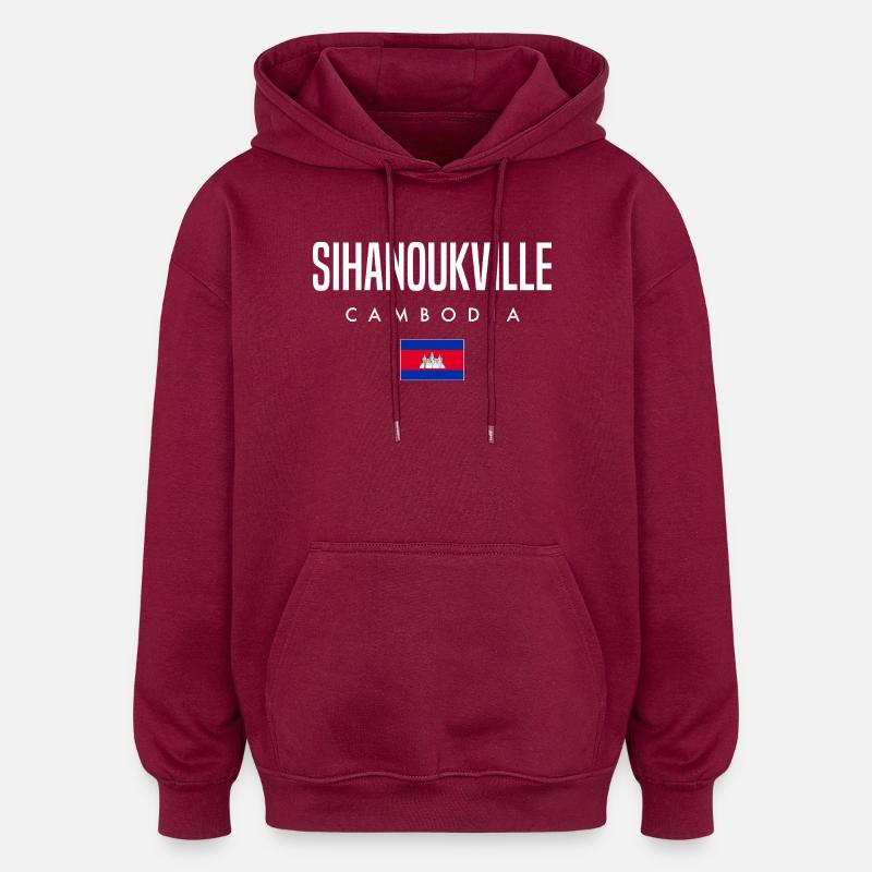 Sihanoukville Cambodge Khmer - Sweat à capuche oversize unisexe - bordeaux